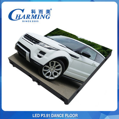 P3.91 LED Dance Floor Panel with Hard Glass Surface Waterproof Design Supports 500kg Per Square Meter Suitable for Car Show Events