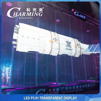 100x50CM Kaca Dinding Video LED Transparan Aluminium Pixel Pith P3.91MM