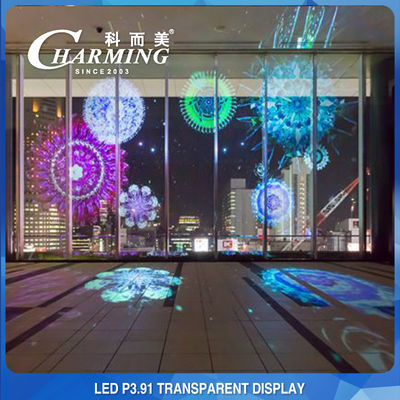 RGB P3.91 Layar Kaca Transparan, Layar LED Dinding Kaca 500x1000mm