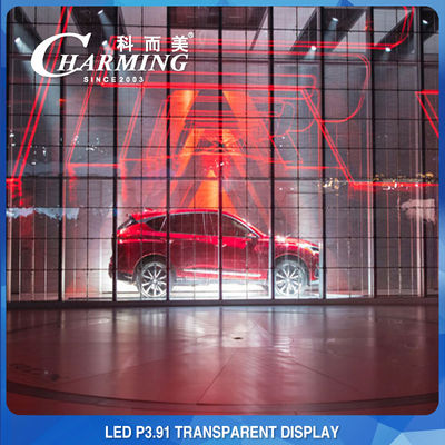 Layar Transparan Indoor P3.91 Permeabilitas Tinggi Full Color LED Menghemat Energi untuk Berbagai Kejadian