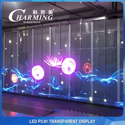 Indoor IP45 Club Sewa Dinding Video LED Transparan 3D P3.91 Praktis