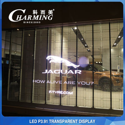 Tampilan Jendela Dinding Video LED Transparan HD Tahan Debu Ringan P3.91