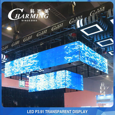 Layar LED Anti Tabrakan 230W Transparan, SMD2020 Lihat Melalui Panel LED