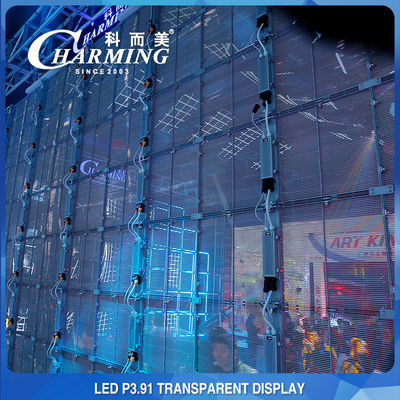Iklan Mal Perbelanjaan P3.91 Tembok Video LED Transparan 4K Indoor