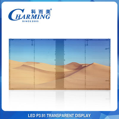 Shopping Mall 3D LED Glass Screen Advertising P3.91 Tampilan Dinding Video LED Transparan