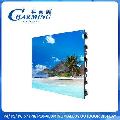 Air tahan Magnesium Alloy Outdoor LED Display memberikan 5500 nits kecerahan tinggi dan splicing mulus untuk iklan papan reklame dan papan tanda stadion