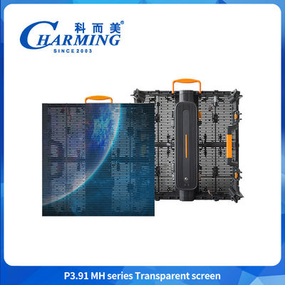 P3.91MH Series Transparent Screen Glass Display Cabinet Dengan LED Light Transparent Screen LED Transparent Wall