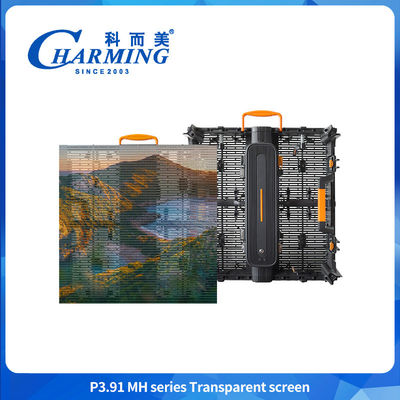 LED Fleksibel Tampilan Film Transparan P3.91MH Seri Tampilan Kaca Screen Transparan Kabinet Dengan Lampu LED