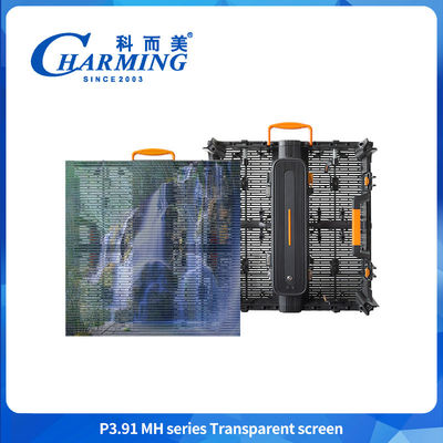 P3.91 Reklame Panel dinding video IP65 ringan Tampilan layar LED Waterproof Transparan