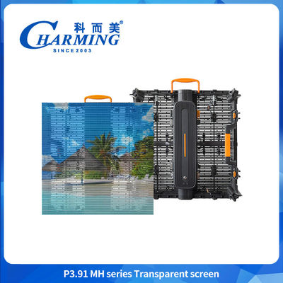 LED Fleksibel Tampilan Film Transparan P3.91MH Seri Tampilan Kaca Layar Transparan Showcase Dengan Lampu Led