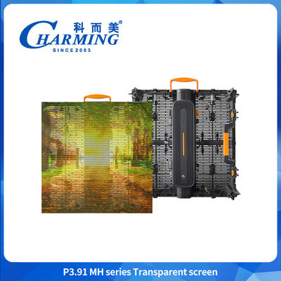 P3.91 Led display Screen Full Colour500*500mm Lightweight Aluminium Transparent Led Storefront