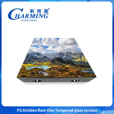 Kaca + Tutup Gob + Bingkai Besi Dapat Memikul 500kg / m2 Lantai Video Eksternal Tile Panel Dinding Sewa Lantai Tarian Layar LED