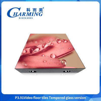 4K Wedding Dance Floor SMD1921 P3.91 LED 3D Efek Interaktif Gob Craft Luminous RGB Full Color Glass Material LED Video Floor Tile
