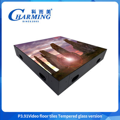 Mudah Dipasang 500*500mm Tempered Glass Video Menari Lantai Tile Screen IP65 Perlindungan Lanjutan