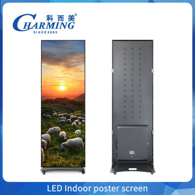 Full Color P2.5 P1.86 P2 Indoor Led Poster Display Screen Wifi USB Lantai Berdiri Led Iklan Poster Digital Display