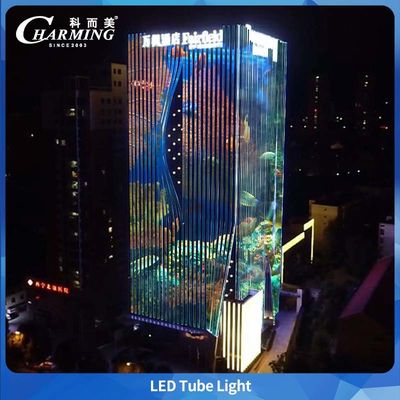 Lampu tabung paduan aluminium abu-abu dari produsen asli Charmingled dengan kontrol DMX dan IP66 untuk tempat bangunan dan jembatan luar ruangan