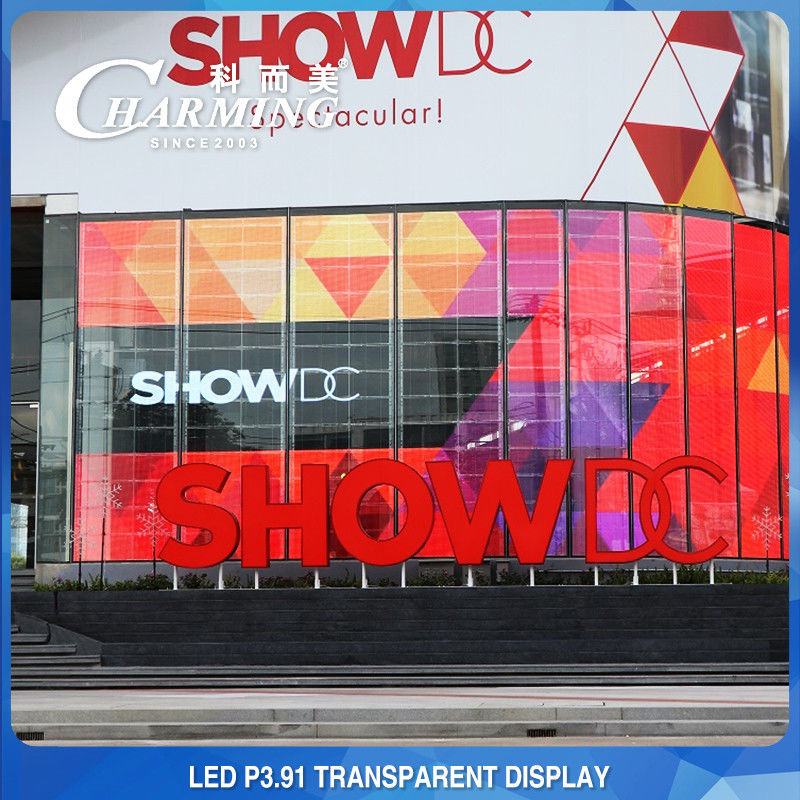 Iklan Mal Perbelanjaan P3.91 Tembok Video LED Transparan 4K Indoor