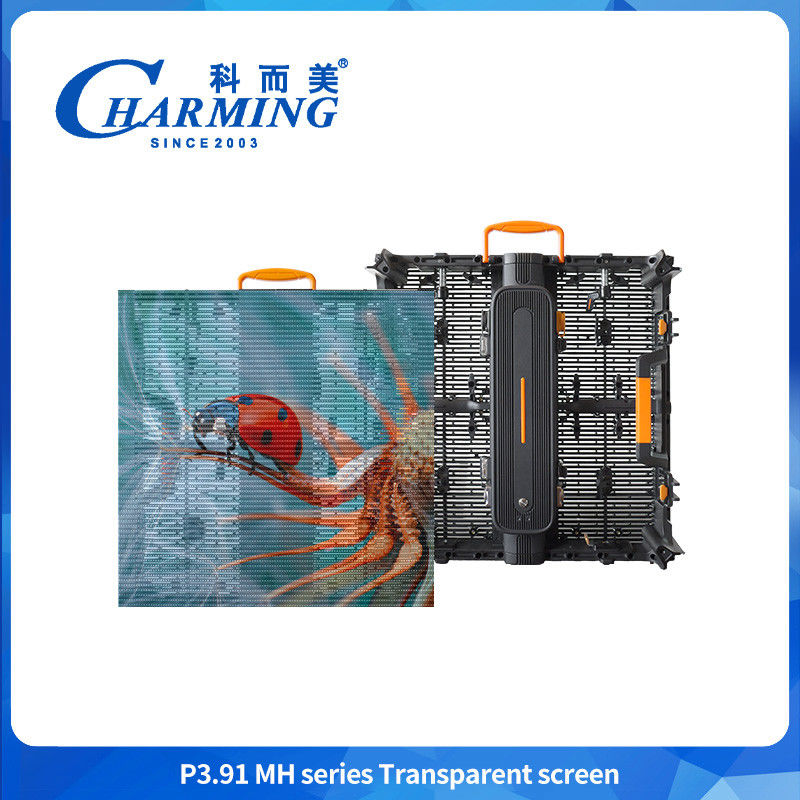 Layar Film Transparan Kaca Dinding Untuk Iklan Video Panel Jendela Fleksibel Tinggi Digital 3D P3.91 Led Indoor
