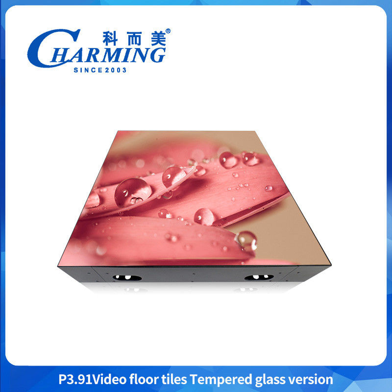 4K Wedding Dance Floor SMD1921 P3.91 LED 3D Efek Interaktif Gob Craft Luminous RGB Full Color Glass Material LED Video Floor Tile