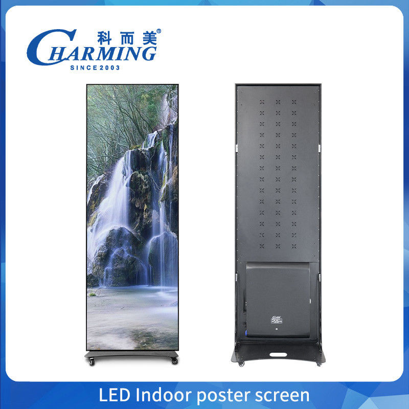 Full Color P2.5 P1.86 P2 Indoor Led Poster Display Screen Wifi USB Lantai Berdiri Led Iklan Poster Digital Display
