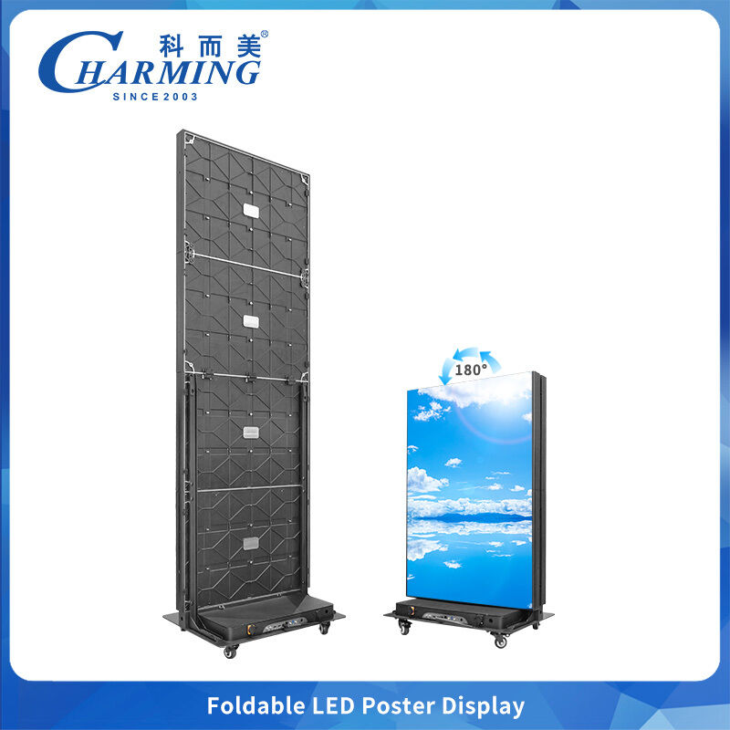 Indoor Foldable LED Poster Display dengan P1.86 P2 P2.5 Pixel Pitch 7680Hz Refresh Rate dan Front Maintenance Aluminium Cabinet