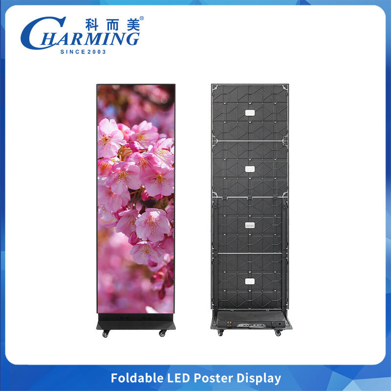 Layar Poster LED Lipat Indoor P1.86 P2 P2.5 600cd/m² 7680Hz Kabinet Aluminium Perawatan Depan
