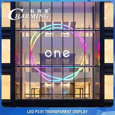 RGB P3.91 Layar Kaca Transparan, Layar LED Dinding Kaca 500x1000mm