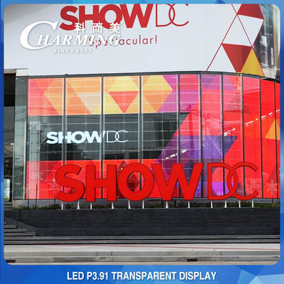 Iklan Mal Perbelanjaan P3.91 Tembok Video LED Transparan 4K Indoor