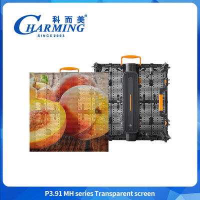 5000nits Cahaya Tinggi P3.91 Kaca Luar Ruang Tembok Video Led Transparan