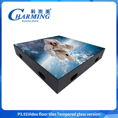 P3.91 LED video lantai ubin Interaktif video lantai ubin tingkat abu-abu tinggi dan efek realistis LED video lantai ubin