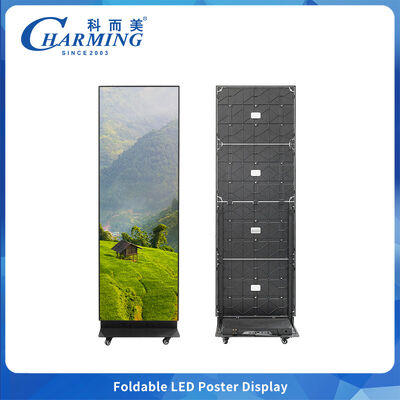 Layar dinding video LED indoor yang dapat dilipat P1.86 P2 P2.5 dengan 25% lebih sedikit ruang kemasan dan 360 ° Roda Universal untuk mobilitas yang mudah